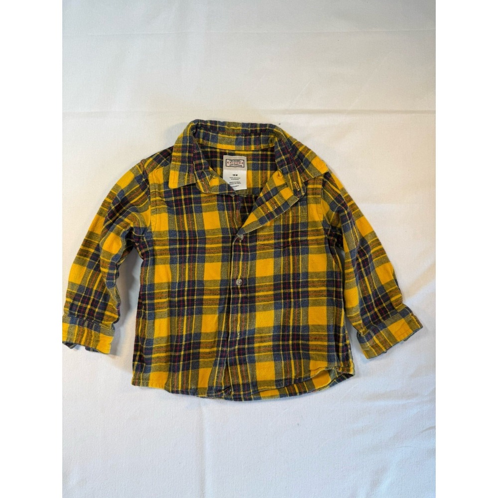 Arizona Jean Co Long Sleeve Button Down Plaid Shirt Size 18 Months